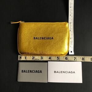 BALENCIAGA Gold Metallic Calfskin Pouch NWT change money